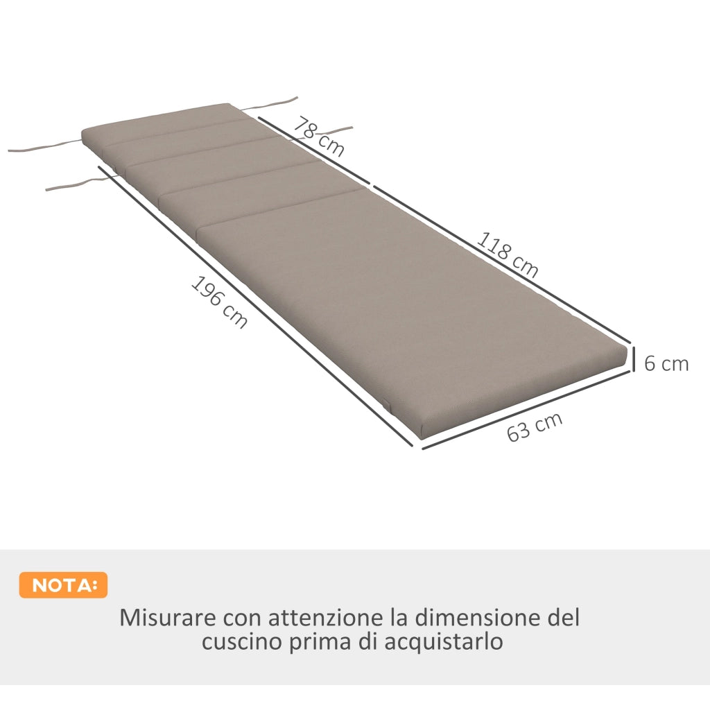 Cuscino per Sdraio e Lettino Prendisole  con Lacci di Fissaggio  in Tessuto Grigio Scuro