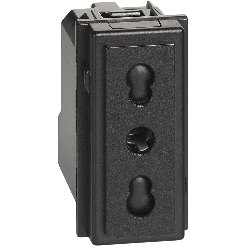 Bticino living now presa 2p+t 16a 250v 1 modulo con alveoli schermati *** colore nero, confezione 1