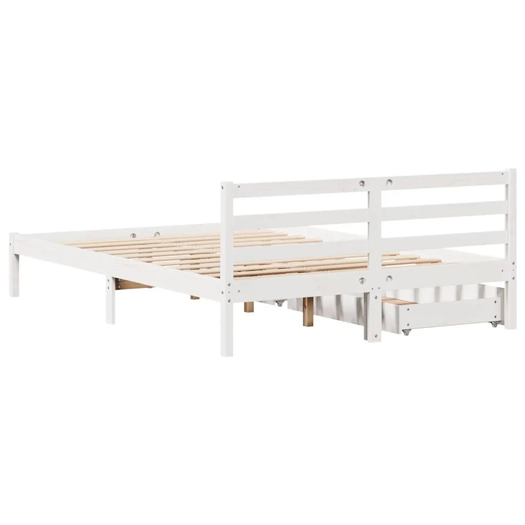 Letto senza Materasso Bianco 150x200 cm Legno Massello di Pino