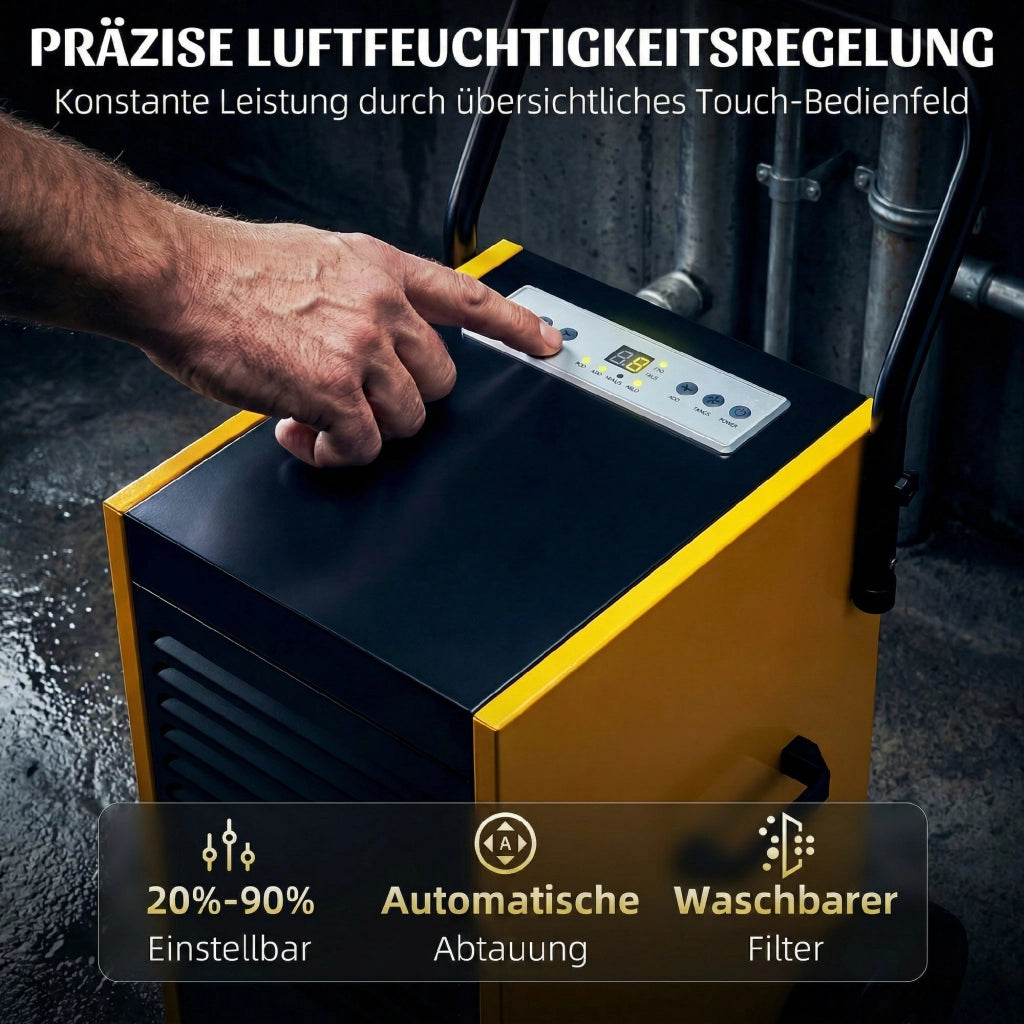 Deumidificatore 70L/Giorno ¨C Zephmum ¨C Giallo con Ruote e Maniglia