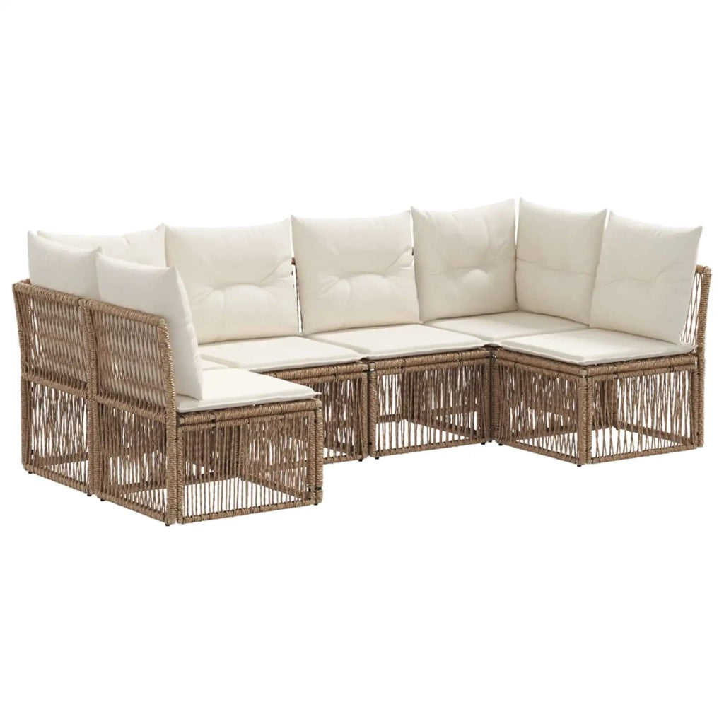 Set Divano da Giardino 6 pcs Beige polyrattan 3434160
