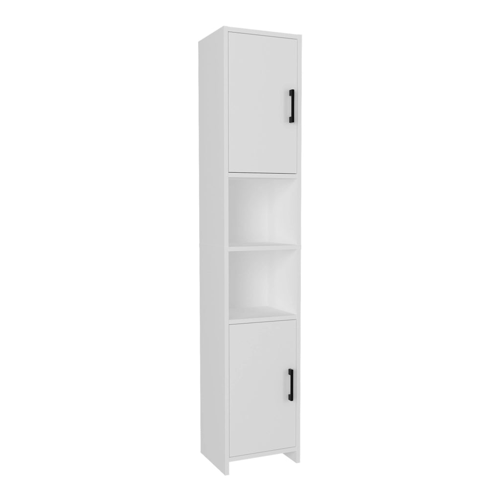 Mobile a Colonna Rautrina a 2 Ante e Scomparti Aperti 180 x 35 x 30 cm - Bianco [en.casa]