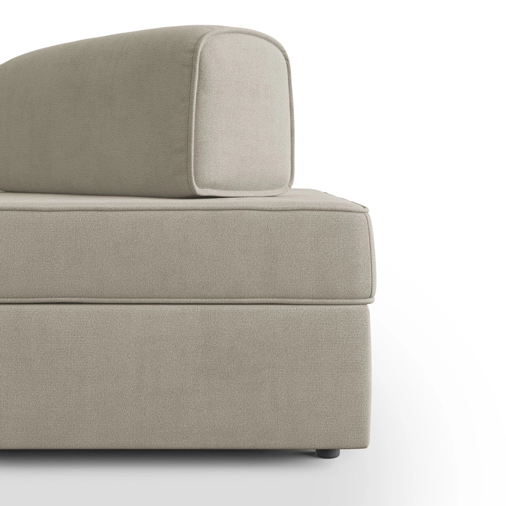 Liberty Divano con pouf estraibile e schienali movibili in tessuto morbido impermeabile T02 160 cm panna