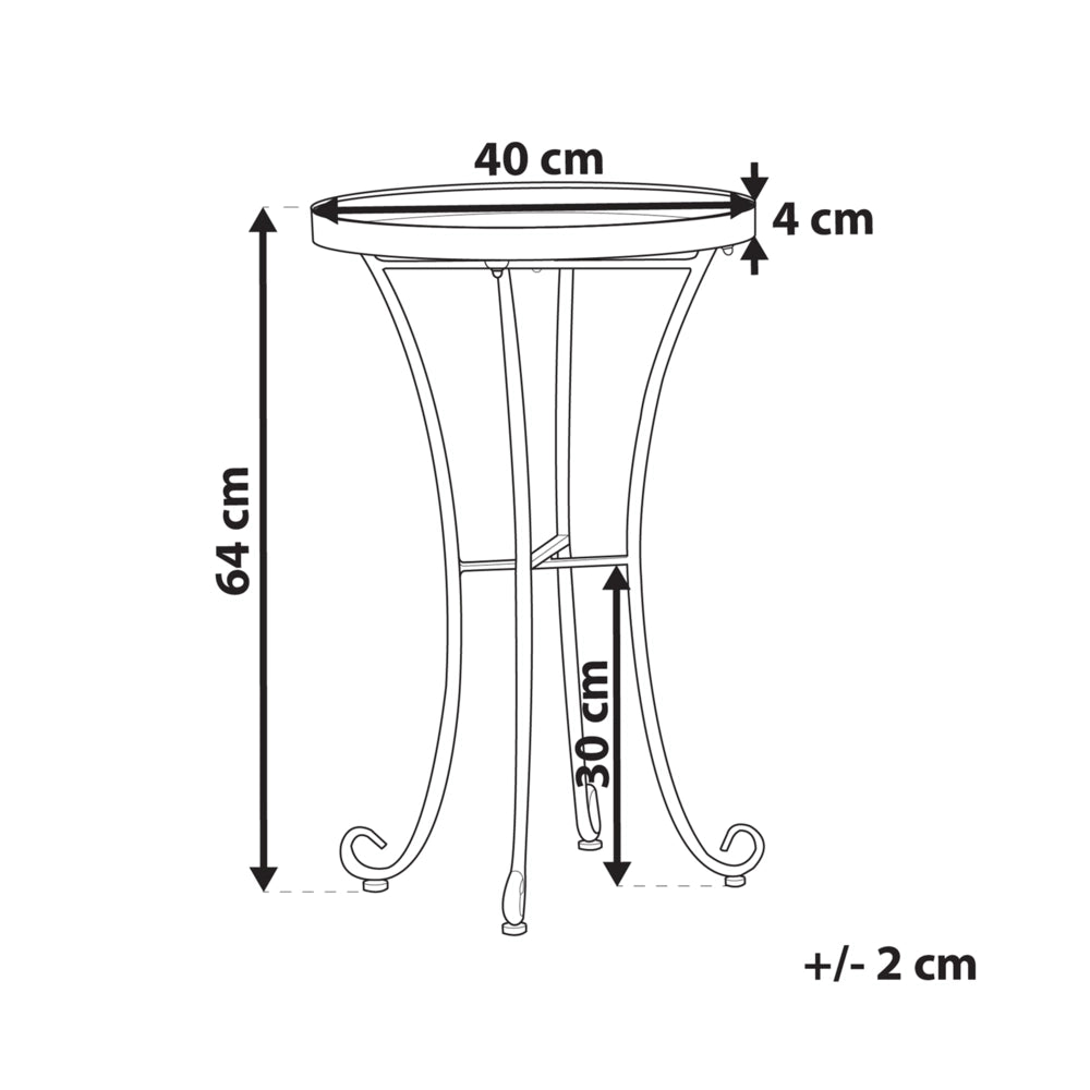 Tavolino da Giardino Rotondo in Metallo bordeaux da 40 cm Stile Vintage per Esterno