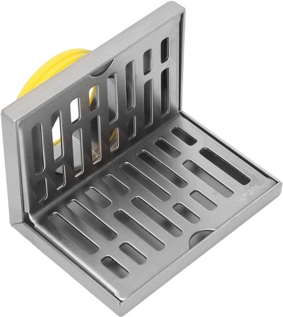 Dispositivo di scarico angolare a forma L - Scarico esterno - Scarico doccia - Reticolo rimovibile - Tubi 2,3 pollici - Resistente allo shock