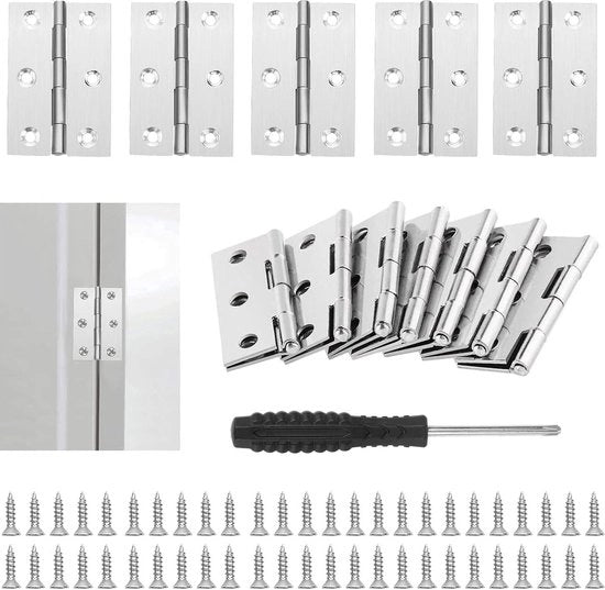 Viti per porte 2 pollici in acciaio inossidabile - Set di 20 pezzi con viti e chiave a croce - 44x32mm - Diametro 10 mm