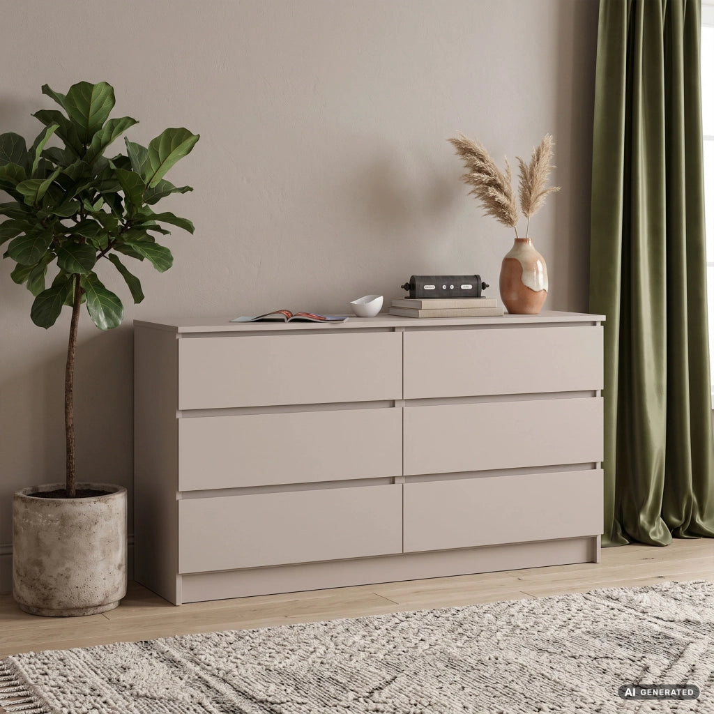 Comò K140 Cashmere 138 cm 6 cassetti 138x40x77 cm
