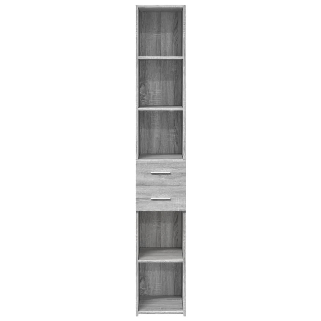 Buffet credenza cassettiera armadio mobile contenitore organizer cucina soggiorno salotto rovere Sonoma alto 30 x 42,5 x 185 cm legno ingegnerizzato grigio 02_0035171