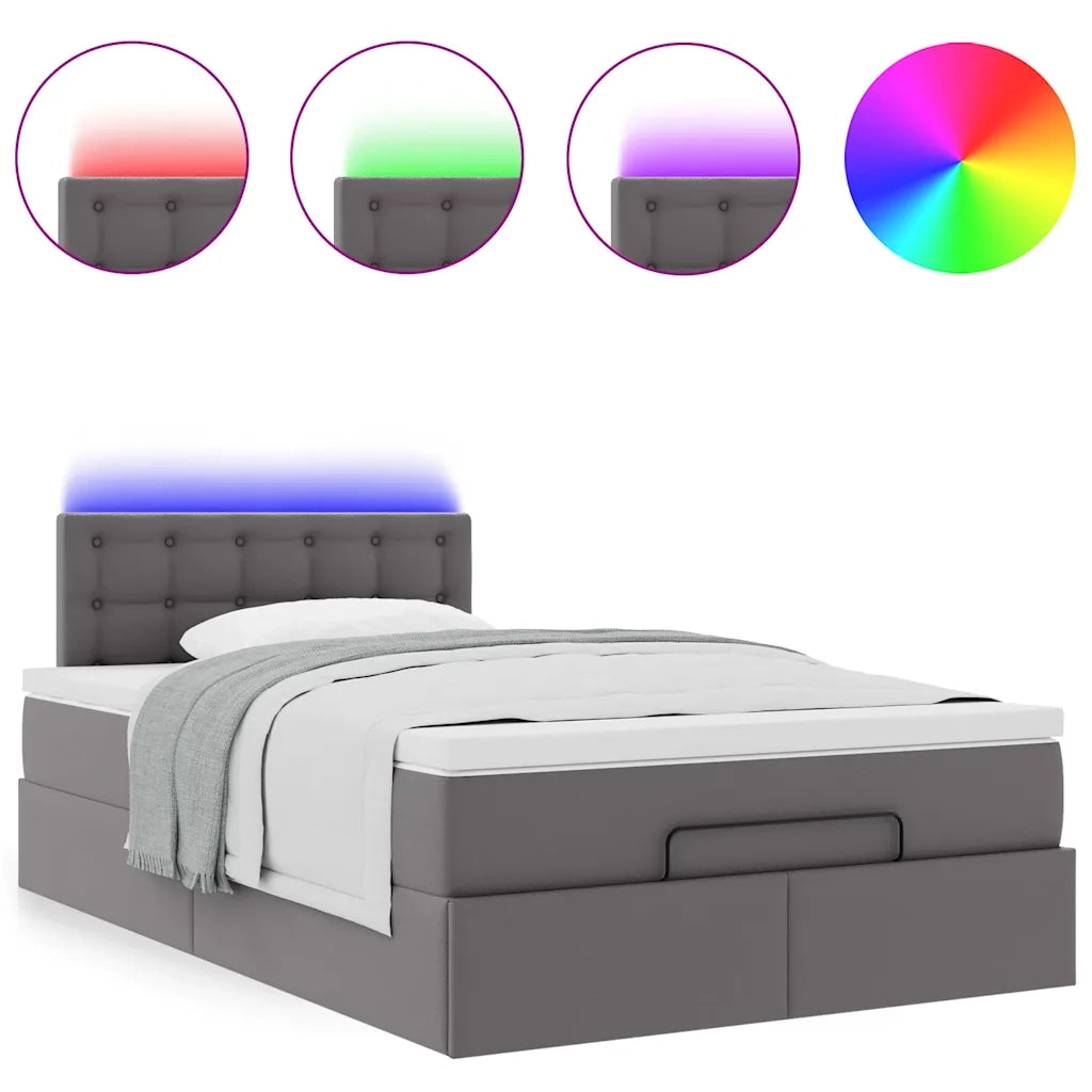 Struttura Letto Pouf con Materasso Grigio 120x200 cm Similpelle 3312150