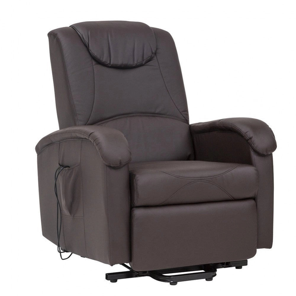 Poltrona Relax Elettrica Massaggiante 72x95/182x106/145 h cm in Similpelle Marrone