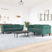 Set di Divani 2 pz Verde Scuro in Velluto