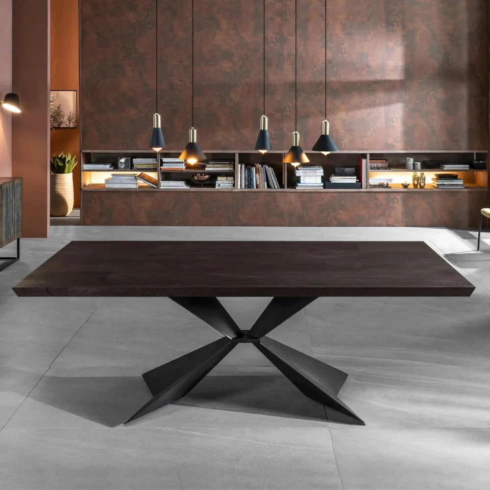 Tavolo da pranzo allungabile in legno impiallacciato rovere termocotto Taurus 200-300x100 cm fino a 12 posti Made in Italy | Duzzle