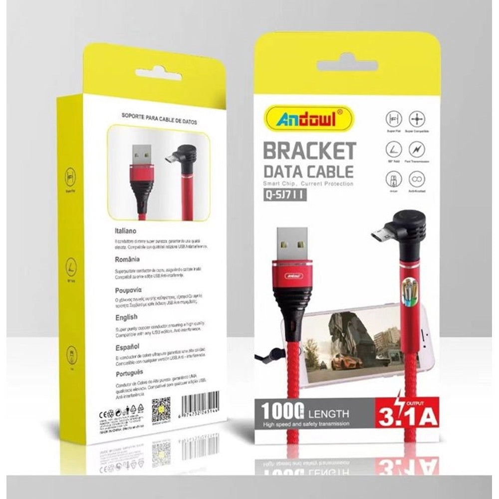 Trade Shop - Cavo Dati Usb Connettore Micro-usb Ad Angolo Retto 90° Ricarica Rapida 3.1a 1mt Q-sj711 -