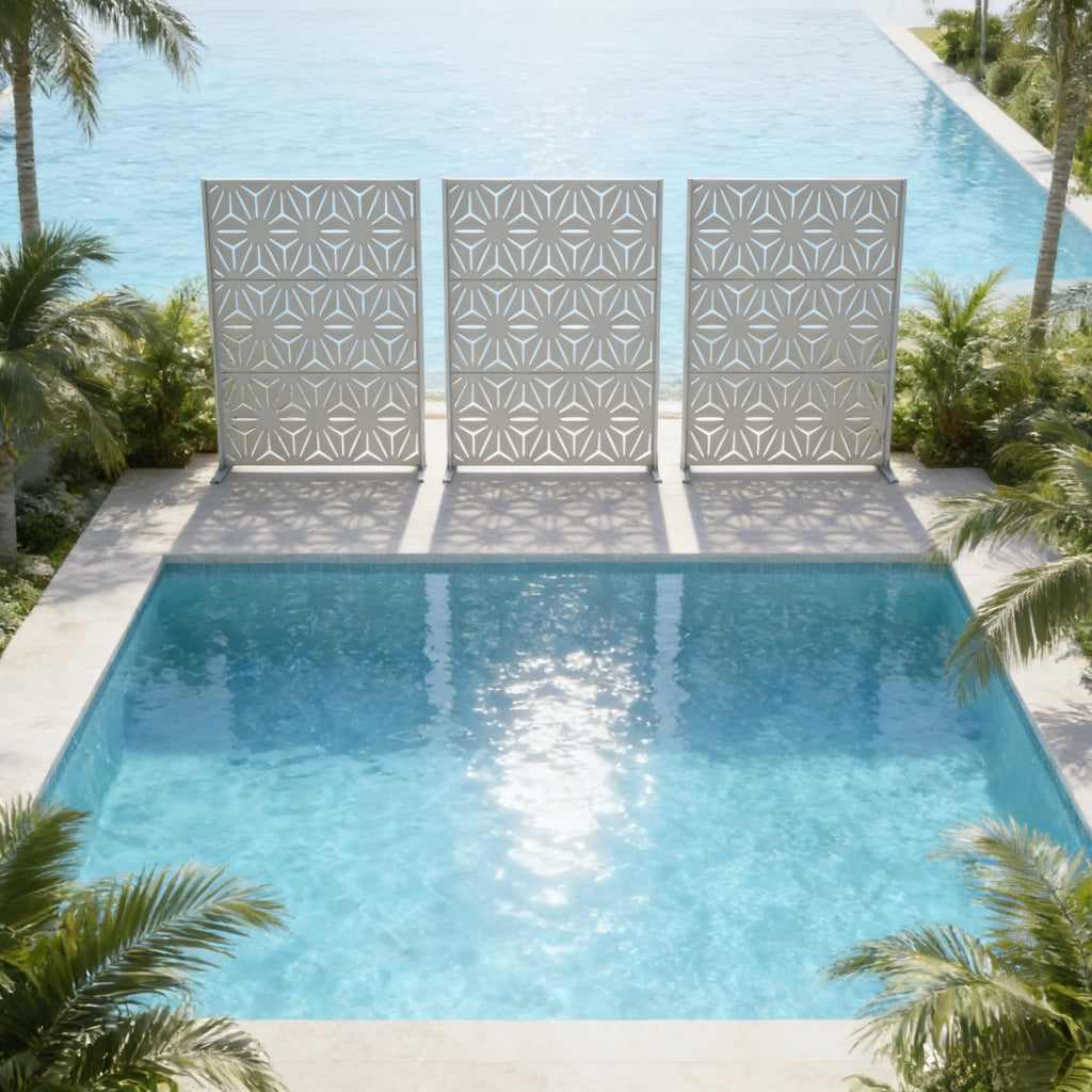 Pannello Divisorio Kilsturd in Acciaio Zincato con Motivo Decorativo 180x120 cm - Beige Aglio casa.pro
