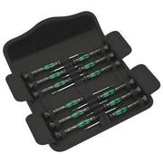 Wera 05073675001 Kraftform Micro Set di cacciaviti manuali 12 pezzi con punte Phillips Torx a taglio esagonali impugnatura ergonomica custodia colore Nero