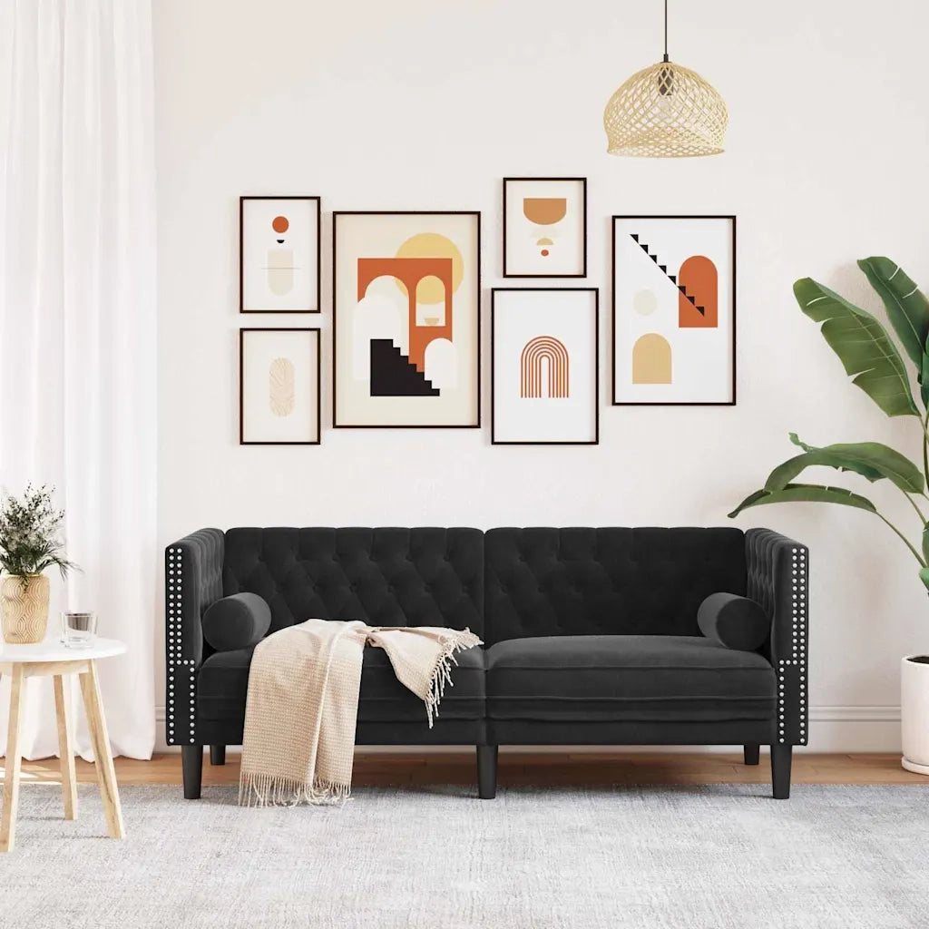 Divano Nero 174 x 74,5 x 70,5 cm Velluto 42013021