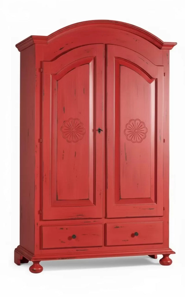 Armadio 2 porte shabby legno rosso consumato 125x61x200 - Mobili 2G