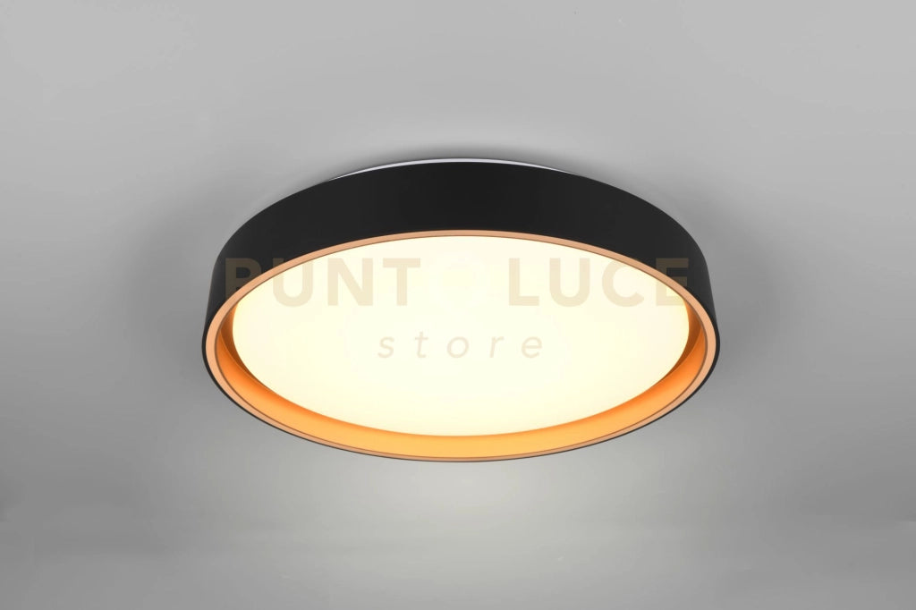 FELIS PLAFONIERA A LED 24W 2500lm, 2700 - 6500K BORDO NERO E ORO CON TELECOMANDO MULTIFUNZIONE D. 40CM DIMMERABILE