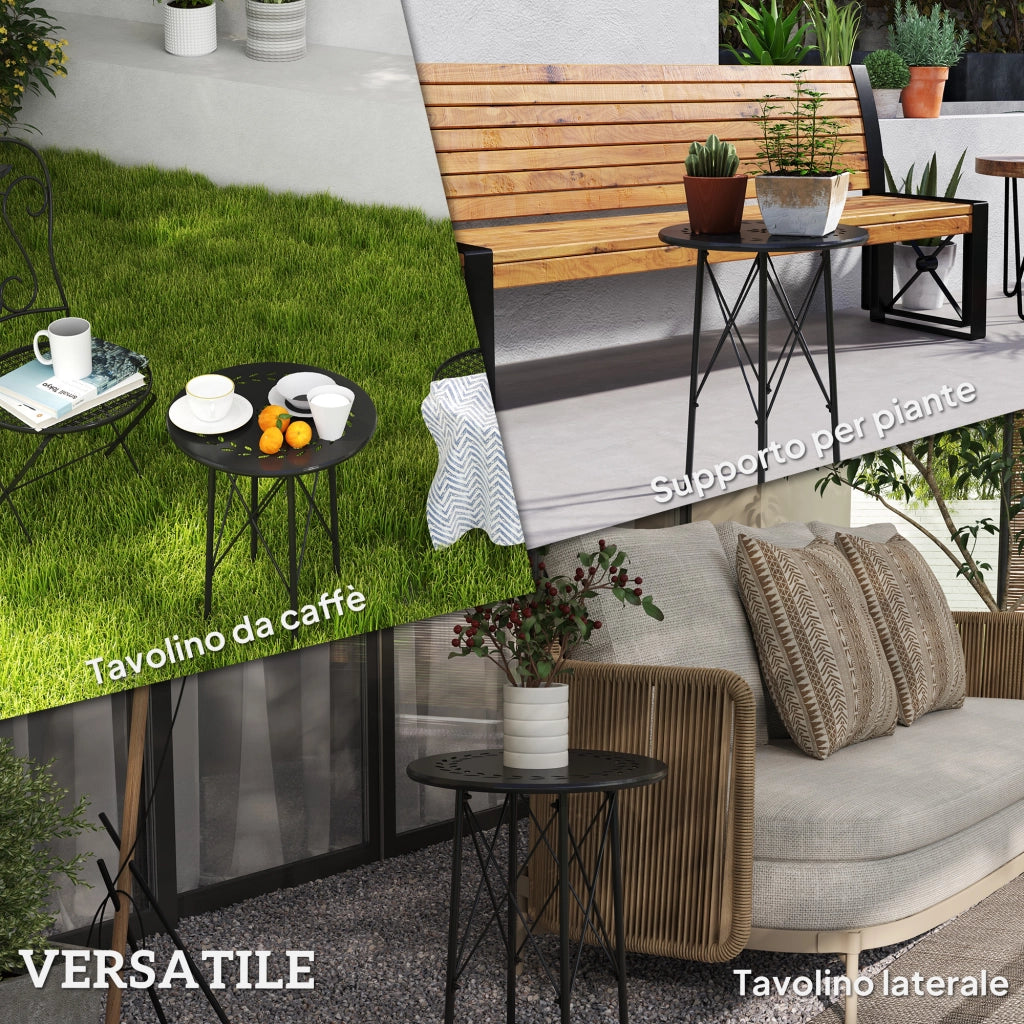 Tavolino da Giardino in Polyrattan ¨C Zephmum ¨C Nero ?40x50 cm