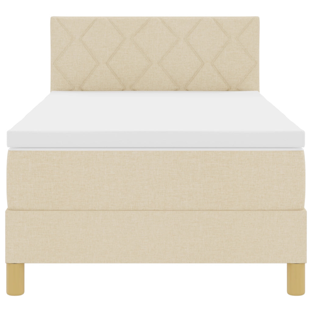 Letto con Box Spring e Materasso Panna 90x190 cm Tessuto