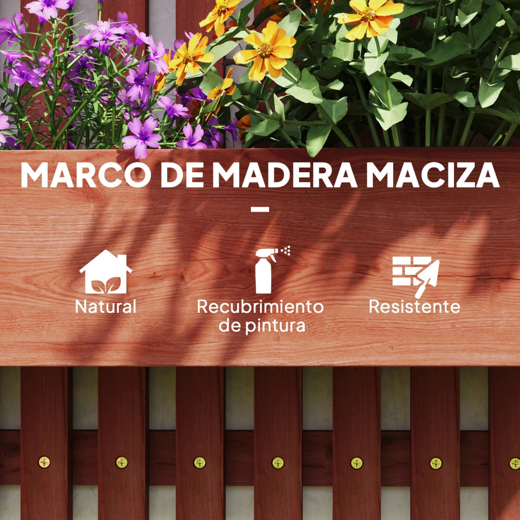 Jardinera da Parete in Legno con Griglia e 3 Vasi Mobili ¨C zephmum ¨C 60x16x80 cm Marrone