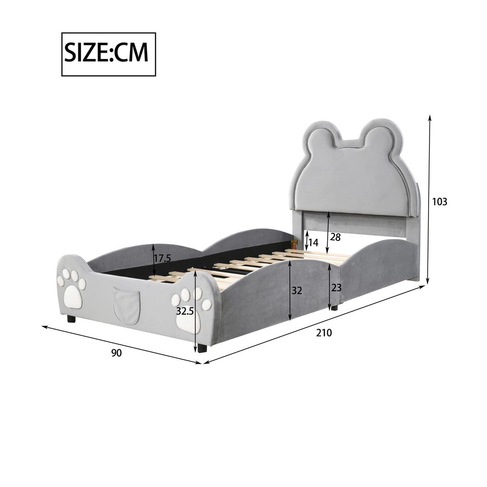 Letto imbottito per bambini ¨C Minimal ¨C grigio velluto 90x200 cm
