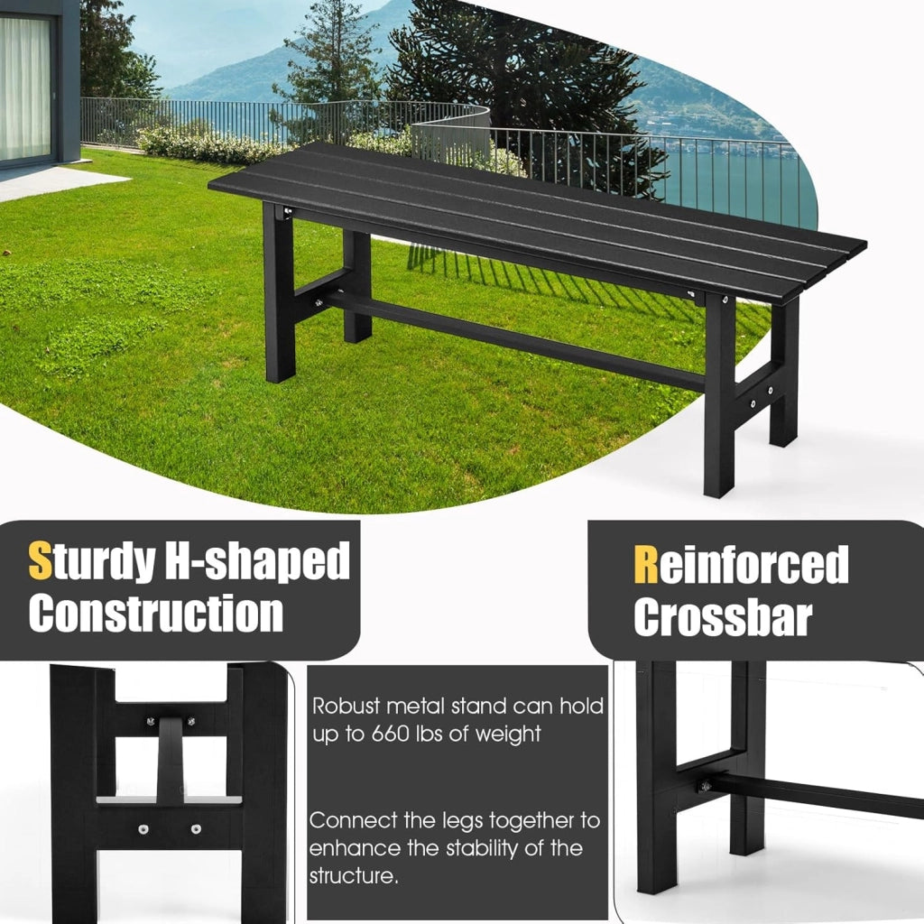 Panca da giardino in metallo, resistente alle intemperie, in metallo, portata fino a 300 kg, per giardino, cortile, balcone, 120 x 36 x 40,5 cm (nero)
