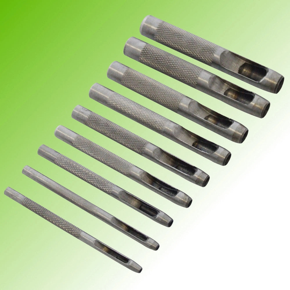 Trade Shop - Fustelle In Acciaio Set 9 Pz Per Cuoio Lamiere Stoffa Plastica Legno Punzoni -
