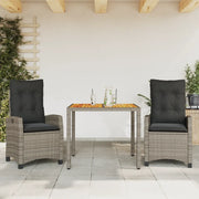 Set da Pranzo da Giardino 3 pz con Cuscini in Polyrattan Grigio 3212671
