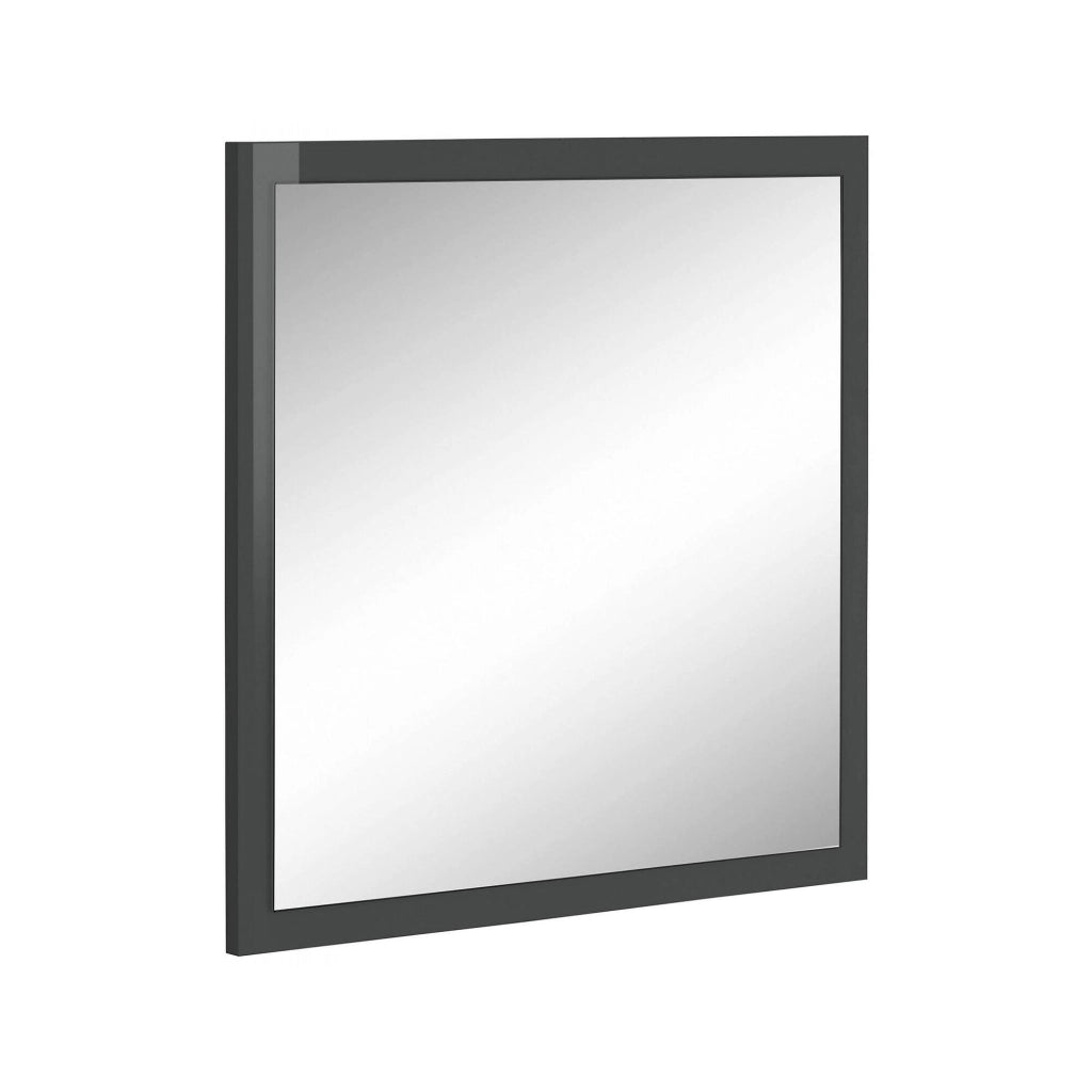 Specchiera da parete con Lelia, Made in Italy, Specchio da bagno, cm 60x2h60, Antracite lucido