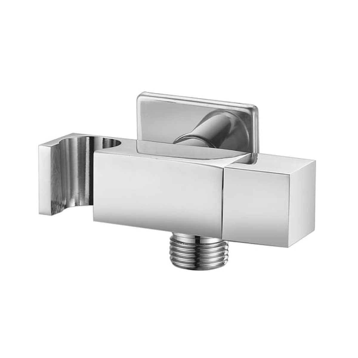 PRESA ACQUA QUADRA A PARETE CON SUPPORTO PER DOCCETTA E RUBINETTO ARRESTO IN OTTONE CROMATO - 1/2  - AER