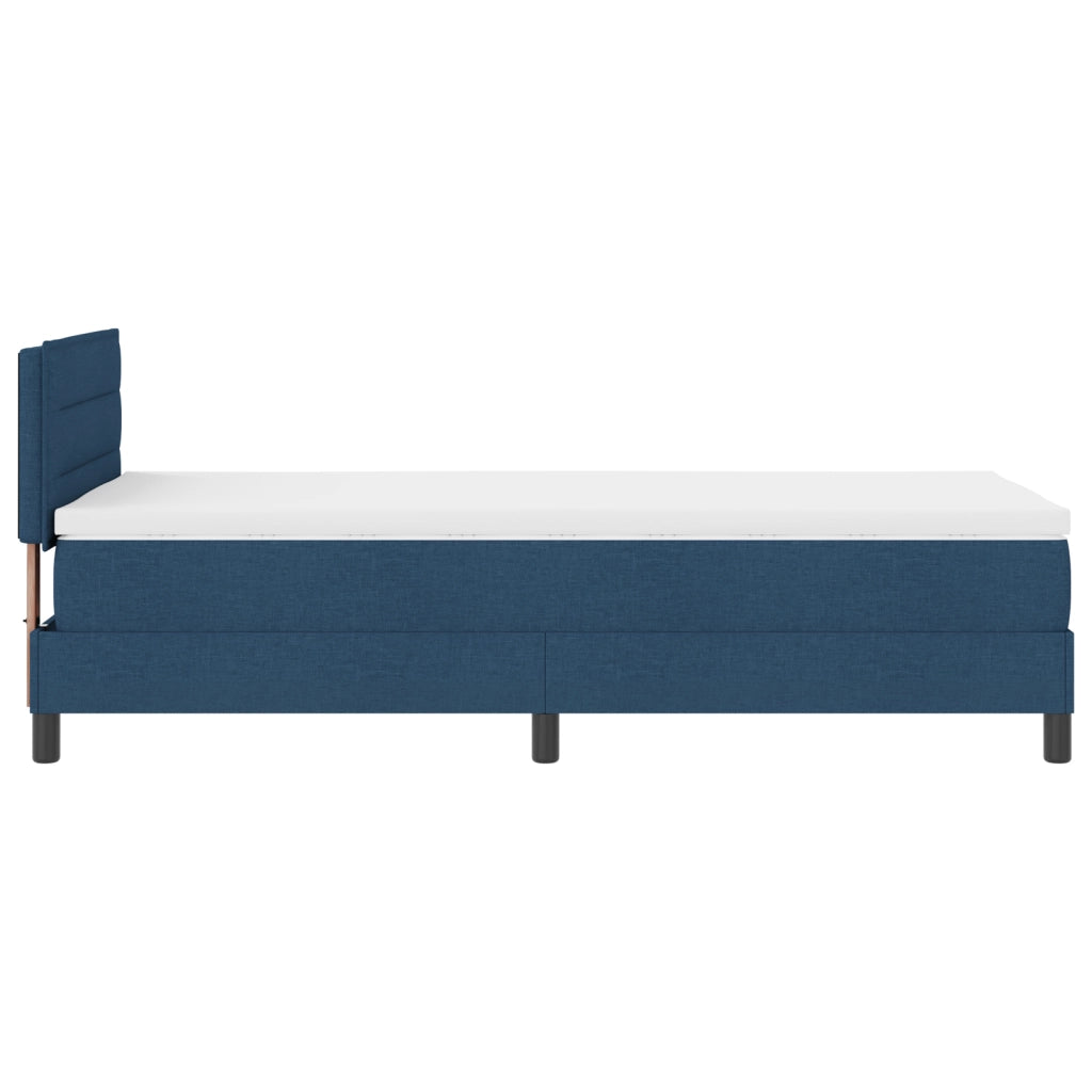 Letto Box Spring con Materasso e LED Blu 90x190 cm Tessuto