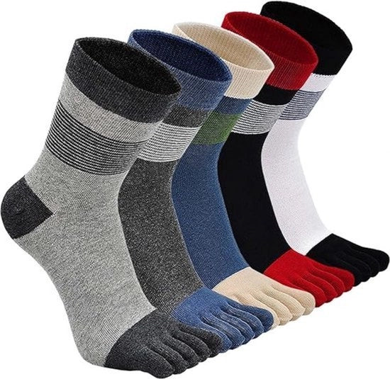 Calze per Teenager - 5 Paia Calze per Teenager - Calze Yoga - Calze per Dita - Tessuto Liscio - Senza Nodi Fastidiosi - Calze per Runner - Calze per Teenager con Slip - Respiranti - Assorbono Sudore e Odore - Tessuto a Strisce