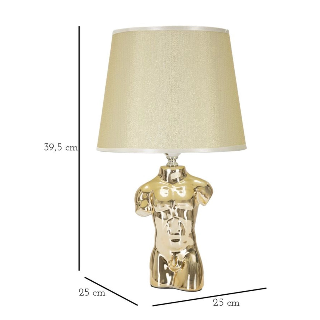 Lampada da Tavolo Uomo, Oro, Ceramica, 25x25x42,5 cm