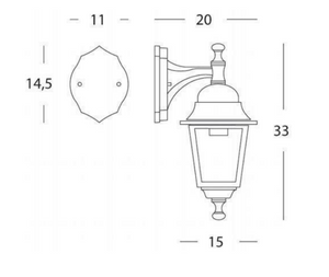 LANTERNA 'DRA' E27 - 60 W - nera  - SOVIL