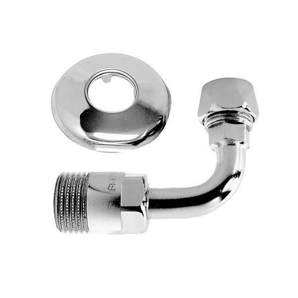 CURVETTA SOTTOLAVABO IN OTTONE CROMATO 90  ° CON ROSETTA E DADO A SISTEMA GIREVOLE 2 PEZZI - M.1/2 - GIREVOLE - CONFEZIONE COMPOSTA DA 2 PEZZI