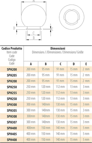 LANTERNA TESTA-PALO 'GLOBO' SFERA TRASPARENTE Ø cm.20 LAMPIONE PER ESTERNO IMPERMEABILE VELAMP