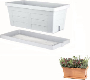 FIORIERA RETTANGOLARE cm  40 x 21,5 x 17 - ghiaccio (con sottovaso)  - BAMA