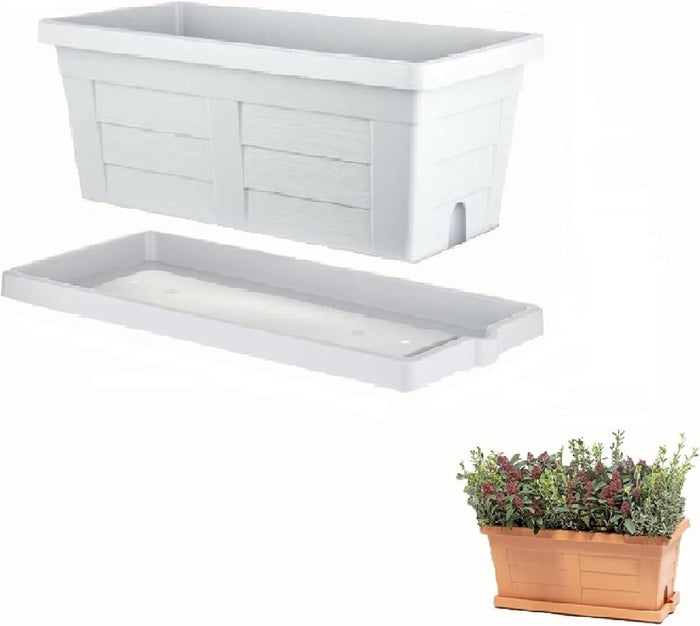 FIORIERA RETTANGOLARE cm  40 x 21,5 x 17 - ghiaccio (con sottovaso)  - BAMA