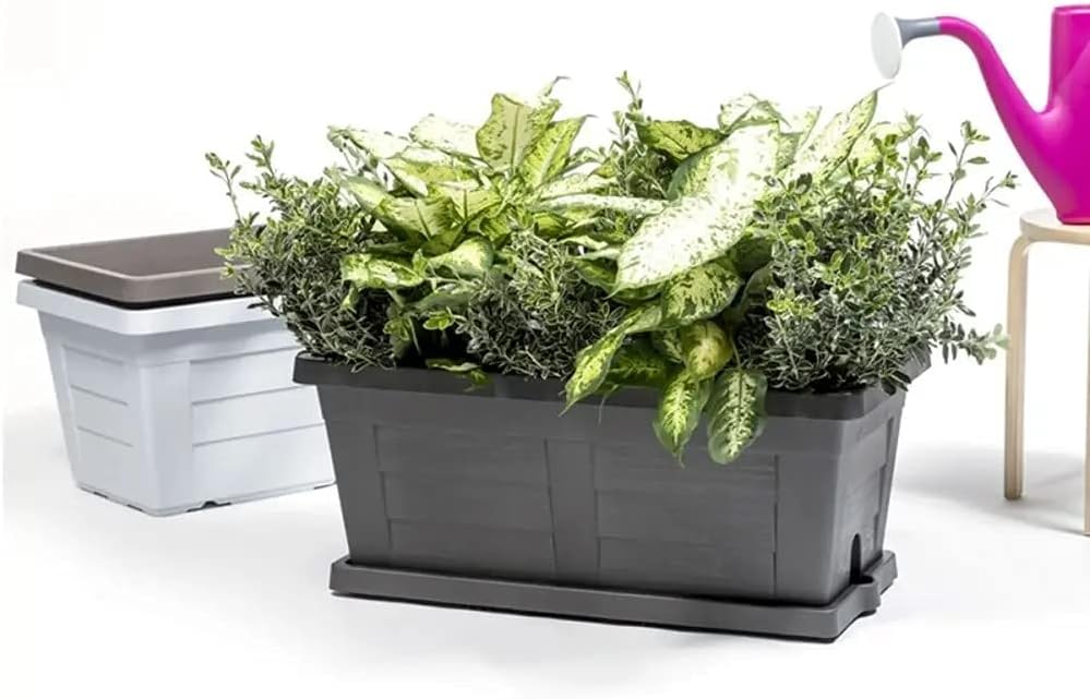 FIORIERA RETTANGOLARE cm  40 x 21,5 x 17 - ghiaccio (con sottovaso)  - BAMA