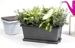 FIORIERA RETTANGOLARE cm  40 x 21,5 x 17 - ghiaccio (con sottovaso)  - BAMA