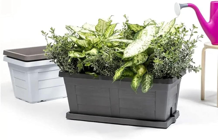 FIORIERA RETTANGOLARE cm  40 x 21,5 x 17 - ghiaccio (con sottovaso)  - BAMA