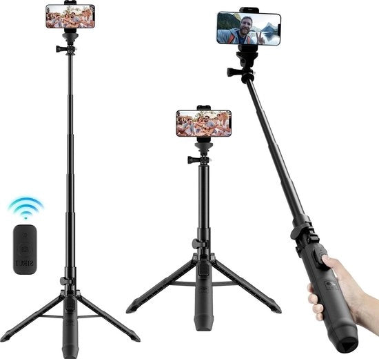 Stativo per smartphone e azionecamere da 138cm - MS-01K con maniglione nero