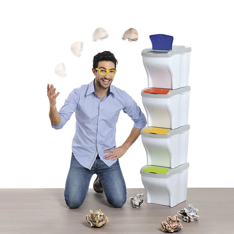 SET PATTUMIERA PER LA RACCOLTA DIFFERENZIATA 'POKER' Conf. 4 pezzi - cm 28x40x31h - BAMA