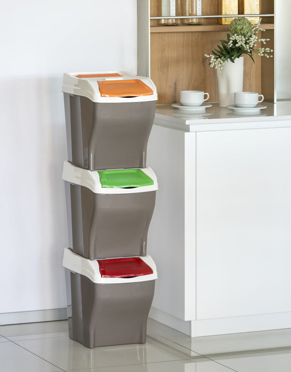 PATTUMIERA RACCOLTA DIFFERENZIATA SET 'POKER PLUS' 27 lt. cm 30 x 40 x 37,5 h  - BAMA