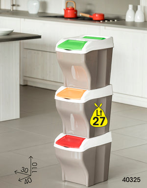PATTUMIERA RACCOLTA DIFFERENZIATA SET 'POKER PLUS' 27 lt. cm 30 x 40 x 37,5 h  - BAMA