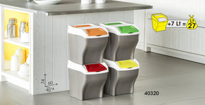 PATTUMIERA RACCOLTA DIFFERENZIATA SET 'POKER PLUS' 27 lt. cm 30 x 40 x 37,5 h  - BAMA