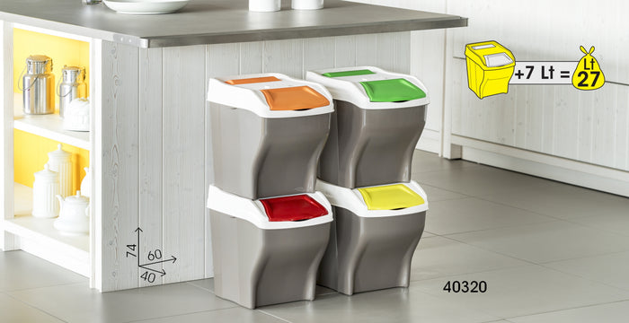 PATTUMIERA RACCOLTA DIFFERENZIATA SET 'POKER PLUS' 27 lt. cm 30 x 40 x 37,5 h  - BAMA