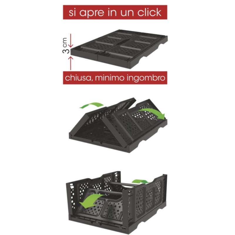 CESTA FRUTTA CASALINGA PIEGHEVOLE APRI/CHIUDI OPLA colore verde BAMA