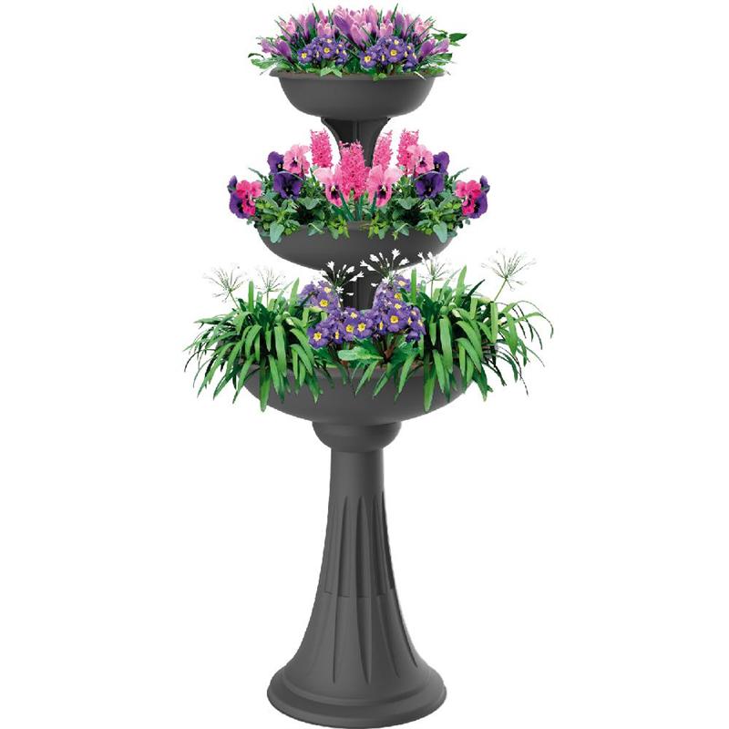 CIOTOLA PER FIORI CON COLONNA 'TREVI' Ø cm 30/40/50 - grigio  - BAMA